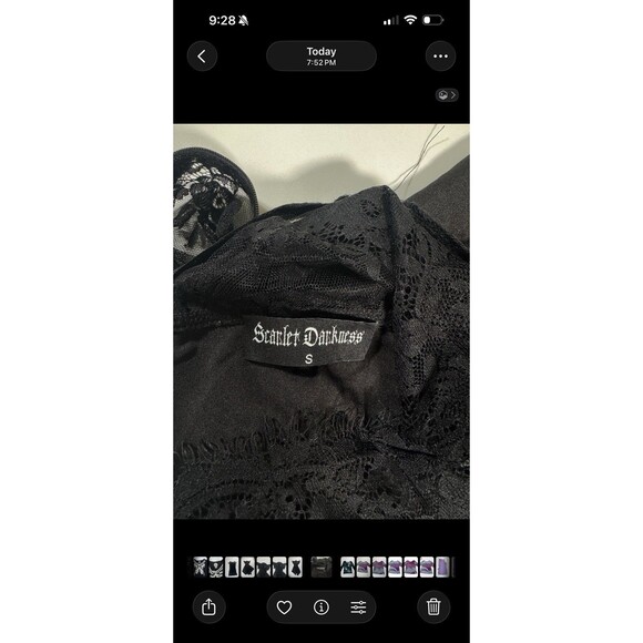 Whimsigoth Gothic Lace Handkerchief Hem Dress Witchy Dark Academia Flutter Goth - Picture 4 of 5